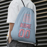 Custom Light Blue Light Pink Drawstring Bag