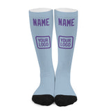 Custom Light Blue Light Purple Knee-High Sock