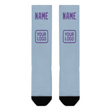 Custom Light Blue Light Purple Knee-High Sock