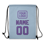 Custom Light Blue Light Purple Drawstring Bag