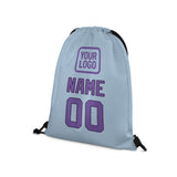 Custom Light Blue Light Purple Drawstring Bag