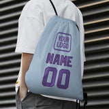 Custom Light Blue Light Purple Drawstring Bag