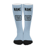 Custom Light Blue Black Knee-High Sock