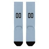 Custom Light Blue Black Knee-High Sock