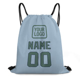 Custom Light Blue Blue Green Drawstring Bag