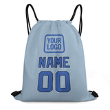 Custom Light Blue Sky Blue Drawstring Bag