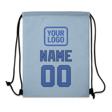 Custom Light Blue Sky Blue Drawstring Bag