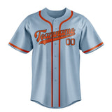 Custom Light Blue & Orange Red Colors Design Sports Baseball Jersey