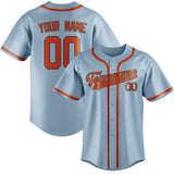 Custom Light Blue & Orange Red Colors Design Sports Baseball Jersey