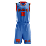 Custom Light Blue Orange Red Basketball Set
