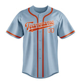 Custom Light Blue & Orange Red Colors Design Sports Baseball Jersey