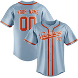 Custom Light Blue & Orange Red Colors Design Sports Baseball Jersey
