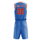Custom Light Blue Orange Red Basketball Set