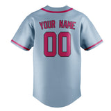 Custom Light Blue & Pink Colors Design Sports Baseball Jersey