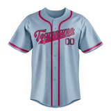 Custom Light Blue & Pink Colors Design Sports Baseball Jersey