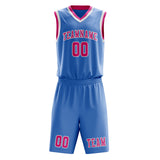Custom Light Blue Pink Basketball Set
