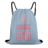Custom Light Blue Light Pink Drawstring Bag