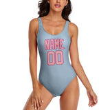 Custom Light Blue Light Pink Swimsuit