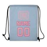 Custom Light Blue Light Pink Drawstring Bag