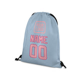 Custom Light Blue Light Pink Drawstring Bag