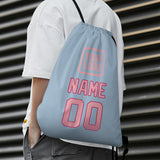Custom Light Blue Light Pink Drawstring Bag
