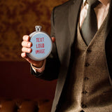 Custom Light Blue Red Hip Flask