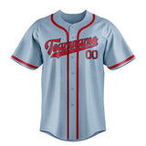 Custom Light Blue & Red Colors Design Sports Baseball Jersey