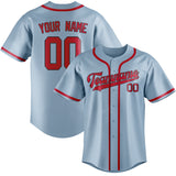 Custom Light Blue & Red Colors Design Sports Baseball Jersey