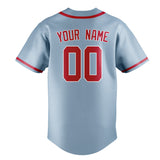 Custom Light Blue & Red Colors Design Sports Baseball Jersey