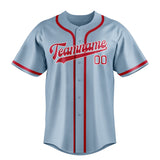 Custom Light Blue & Red Colors Design Sports Baseball Jersey