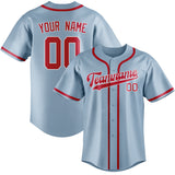 Custom Light Blue & Red Colors Design Sports Baseball Jersey