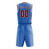 Custom Light Blue Red Basketball Set