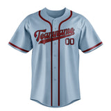 Custom Light Blue & Crimson Red Colors Design Sports Baseball Jersey