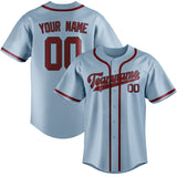 Custom Light Blue & Crimson Red Colors Design Sports Baseball Jersey