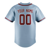 Custom Light Blue & Crimson Red Colors Design Sports Baseball Jersey