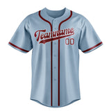 Custom Light Blue & Crimson Red Colors Design Sports Baseball Jersey