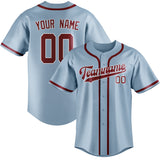Custom Light Blue & Crimson Red Colors Design Sports Baseball Jersey