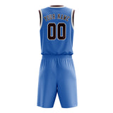 Custom Light Blue Crimson Red Basketball Set