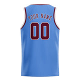 Custom Light Blue & Crimson Red Colors Design Sports Basketball Jersey