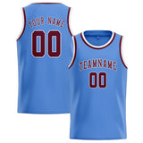 Custom Light Blue & Crimson Red Colors Design Sports Basketball Jersey
