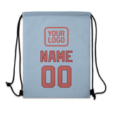 Custom Light Blue Copper Rose Drawstring Bag