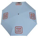 Custom Light Blue Coral Red Automatic Umbrella