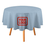 Custom Light Blue Orange Red Round Table Cloth