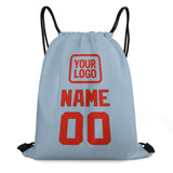 Custom Light Blue Orange Red Drawstring Bag
