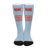 Custom Light Blue Orange Red Knee-High Sock