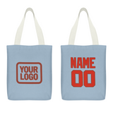 Custom Light Blue Orange Red Canvas Tote Bag