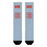 Custom Light Blue Orange Red Knee-High Sock