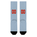 Custom Light Blue Orange Red Knee-High Sock