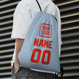 Custom Light Blue Orange Red Drawstring Bag