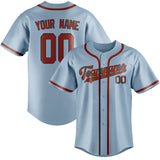 Custom Light Blue & Coral Red Colors Design Sports Baseball Jersey
